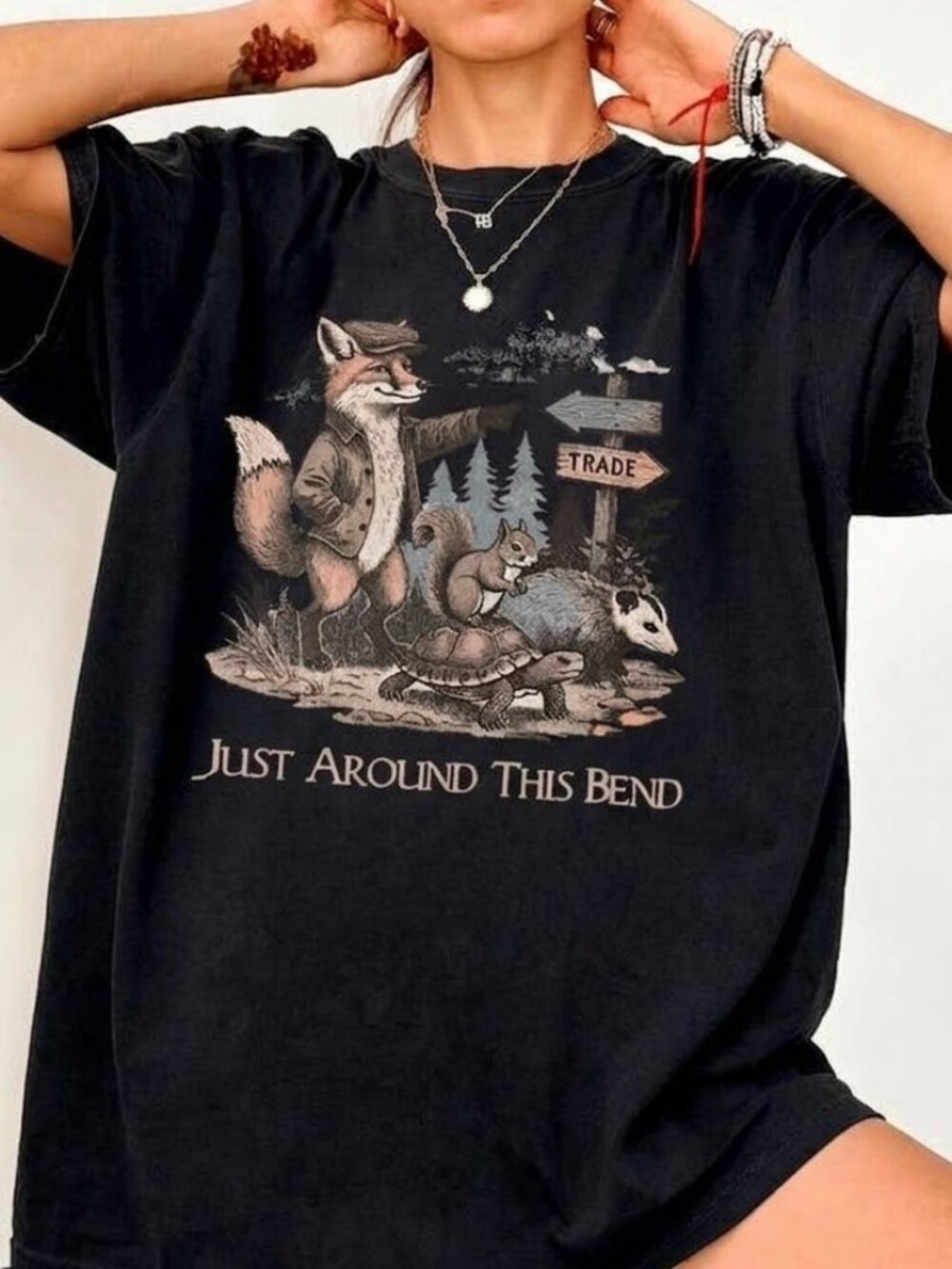 Funny Hiking Fox Sarcastic Trail Humor Graphic Tee